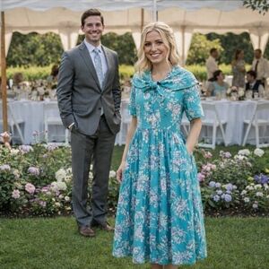 Vintage LAURA ASHLEY Dress Cotton Voile Shawl Collar